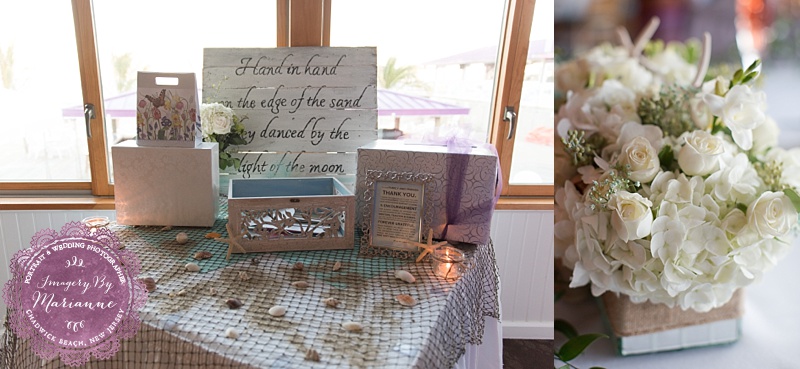 Rustic Fall Beach Wedding at Martell's Lobster House wedding reception details