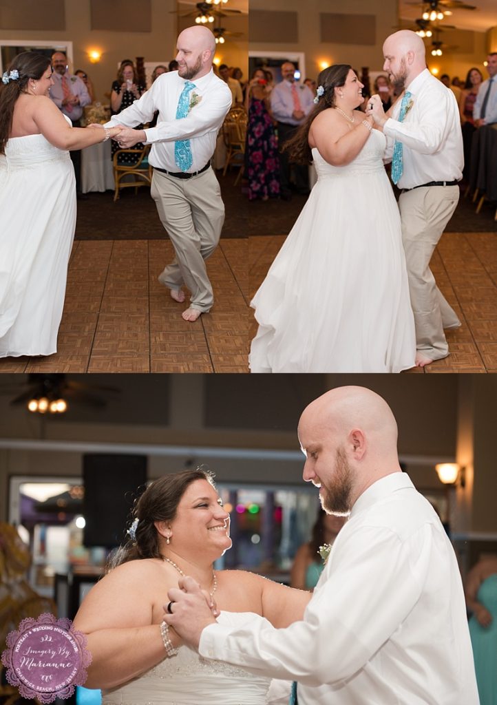 Rustic Fall Beach Wedding at Martell's Lobster House bride & groom's first dance