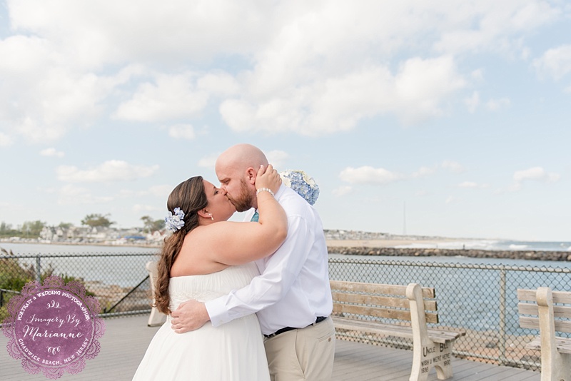 Rustic Fall Beach Wedding at Martell's Lobster House First Look at the Point Pleasant Inlet